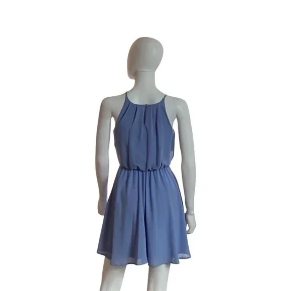 Lush Women's XS Periwinkle Blue Halter A-Line Knee Length Dress - Picture 4 of 12